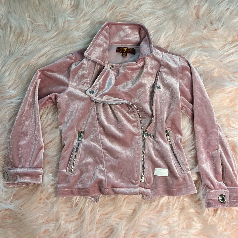 Shiny Pink Velvet Rocker Jacket size 24M - Picture 2 of 3